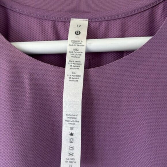 Lululemon Women Purple Mesh Back Cropped Train Tank Top Size 12 - Picture 8 of 13